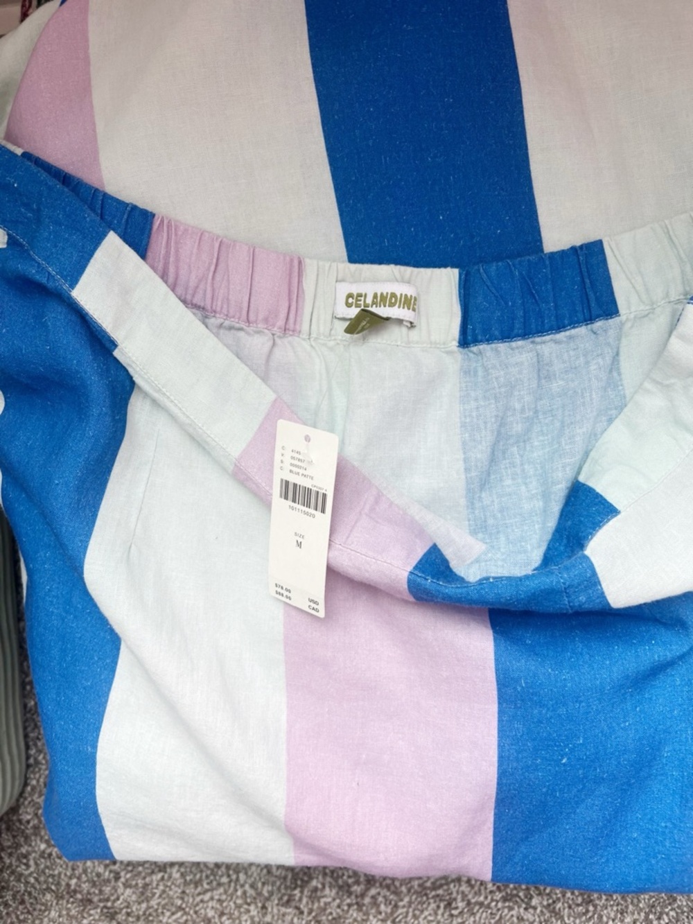 NWT Med Celandine Linen Blend Striped Skirt - Picture 4 of 4